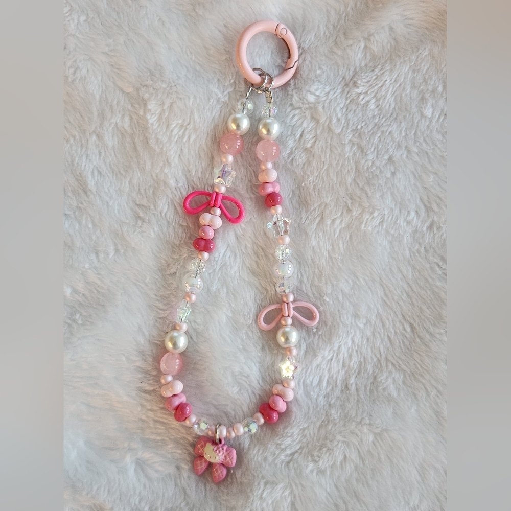Pink Beaded Hello Kitty Phone Accessory Phone Chain